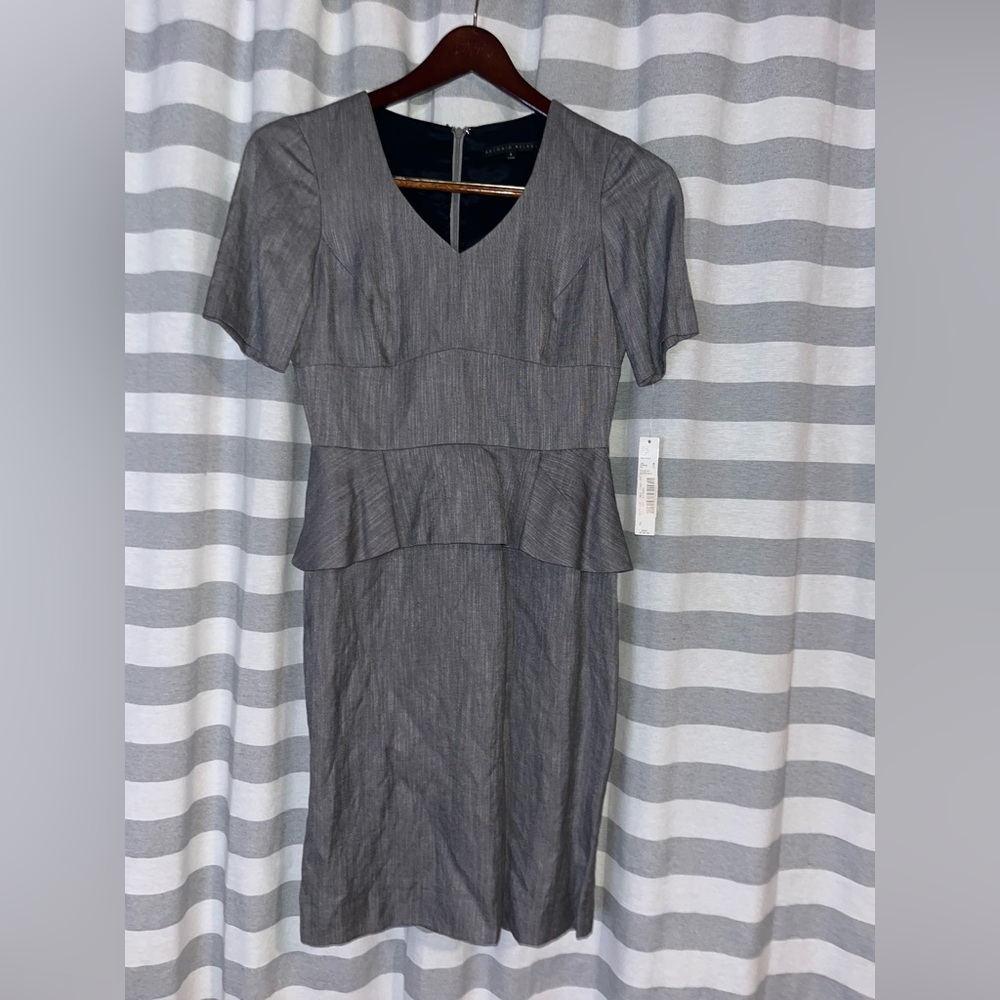 ANTONIO MELANI Charcoal Midi Dress size 4 new with tags